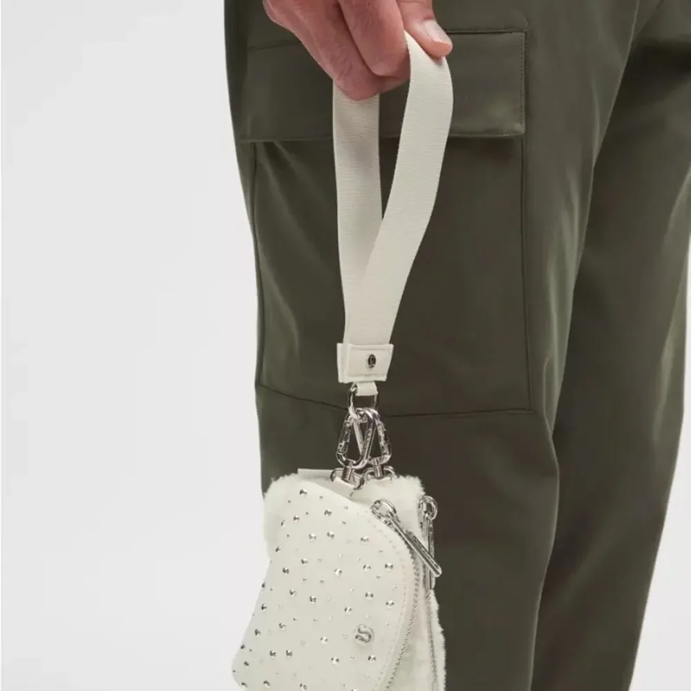 NWT Lululemon Athletica Dual‎ Pouch Wristlet Studded Bone/Silver RARE